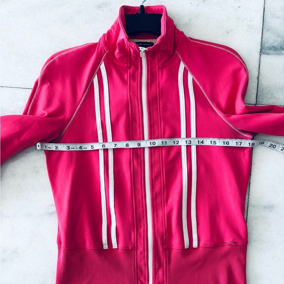 Y2K VTG BEBE Sport Track Jacket Coral Pink Stripe Full Zip Logo Women M USA Gym - Picture 9 of 12